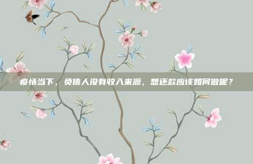 疫情当下，负债人没有收入来源，想还款应该如何做呢？