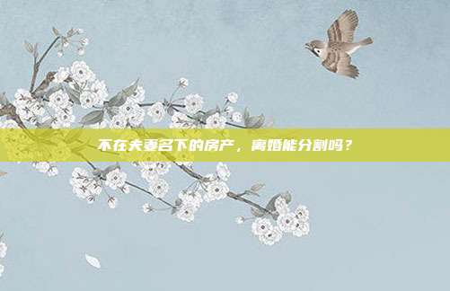 不在夫妻名下的房产，离婚能分割吗？