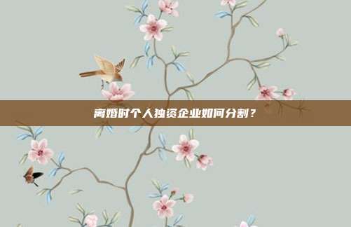 离婚时个人独资企业如何分割？