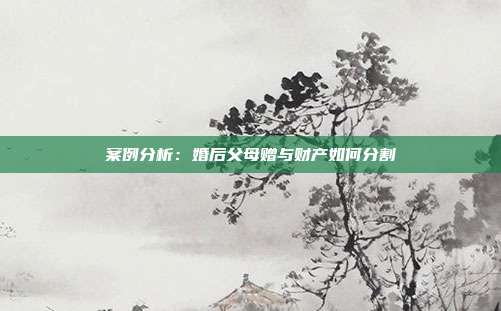 案例分析：婚后父母赠与财产如何分割