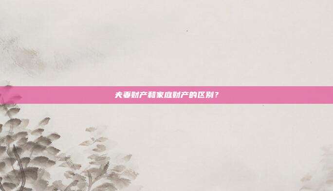 夫妻财产和家庭财产的区别？
