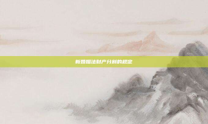 新婚姻法财产分割的规定