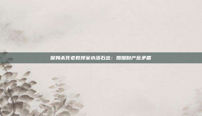 保姆杀死老教授案水落石出：婚姻财产惹矛盾