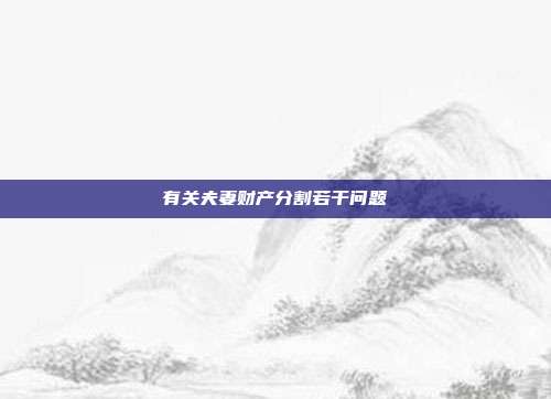 有关夫妻财产分割若干问题