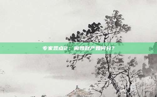 专家观点2:离婚财产如何分?