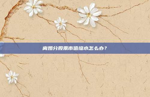 离婚分股票市值缩水怎么办?