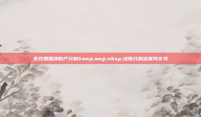 无效婚姻涉财产分割&amp;nbsp;法院分别出裁判文书