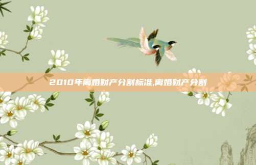 2010年离婚财产分割标准,离婚财产分割