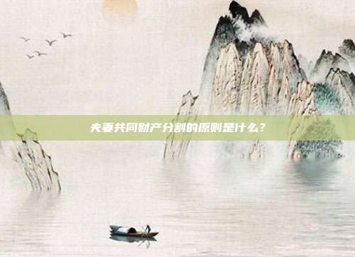 夫妻共同财产分割的原则是什么?