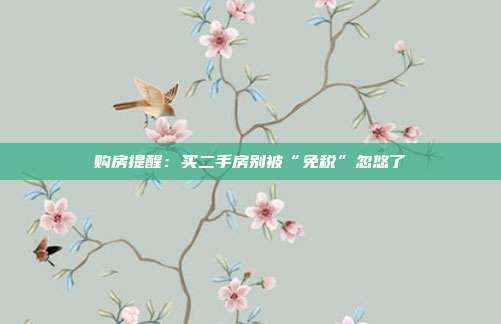 购房提醒：买二手房别被“免税”忽悠了