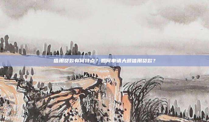 信用贷款有何特点？如何申请大额信用贷款？