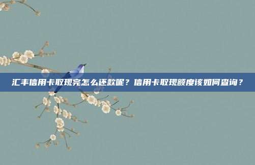 汇丰信用卡取现完怎么还款呢？信用卡取现额度该如何查询？