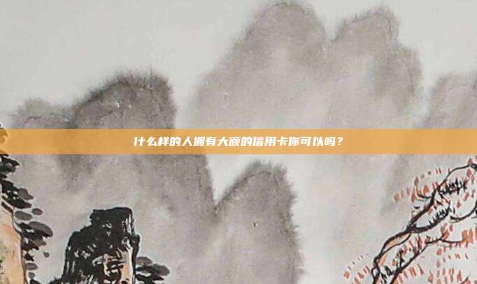 什么样的人拥有大额的信用卡你可以吗？