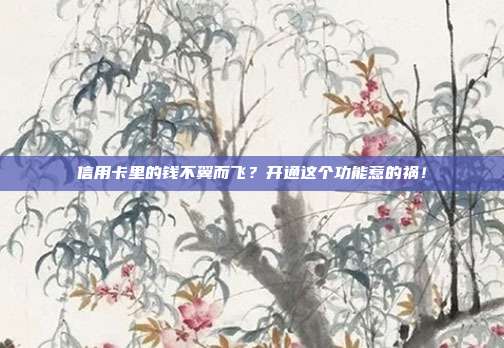 信用卡里的钱不翼而飞？开通这个功能惹的祸！