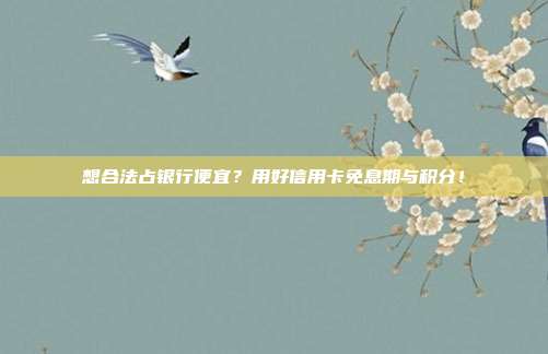 想合法占银行便宜？用好信用卡免息期与积分！