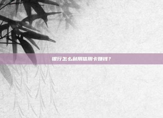 银行怎么利用信用卡赚钱？
