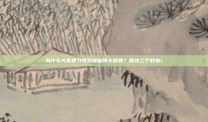 为什么大家都习惯选择信用卡消费？有这三个好处！