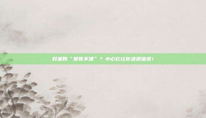 对呆账“爱答不理”？小心它让你进退维亟！