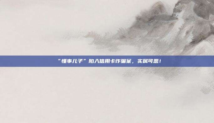 “懂事儿子”陷入信用卡诈骗案，实属可恶！