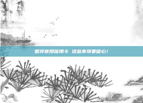暂停使用信用卡 这些事项要留心！