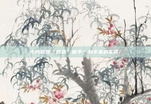 卡片取现“救急”能手？划不来的买卖！