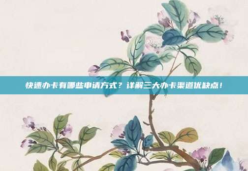 快速办卡有哪些申请方式？详解三大办卡渠道优缺点！