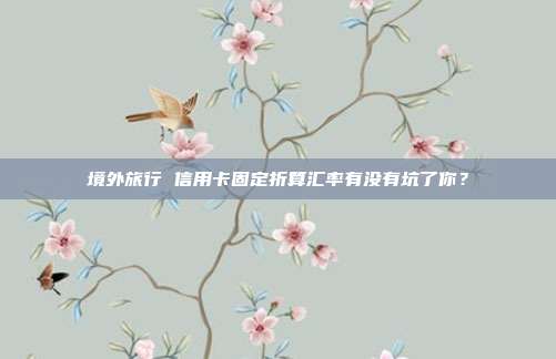 境外旅行 信用卡固定折算汇率有没有坑了你？