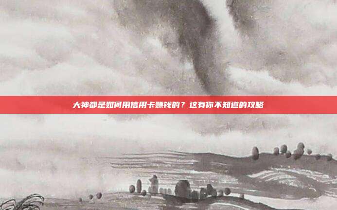 大神都是如何用信用卡赚钱的？这有你不知道的攻略