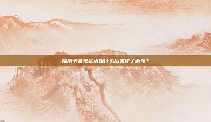 信用卡套现会承担什么后果你了解吗？