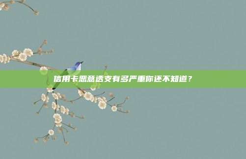 信用卡恶意透支有多严重你还不知道？
