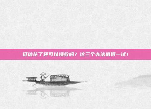 征信花了还可以挽救吗？这三个办法值得一试！