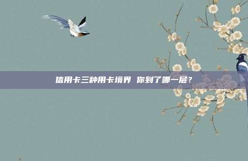 信用卡三种用卡境界 你到了哪一层？