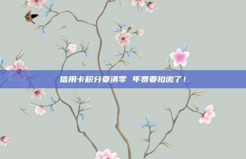 信用卡积分要清零 年费要扣缴了！