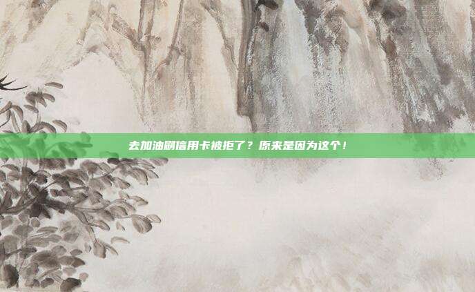 去加油刷信用卡被拒了？原来是因为这个！