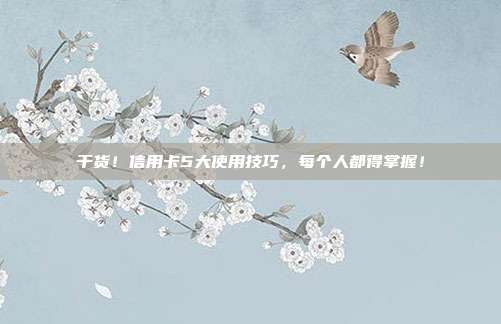 干货！信用卡5大使用技巧，每个人都得掌握！
