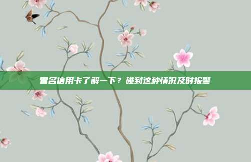 冒名信用卡了解一下?碰到这种情况及时报警