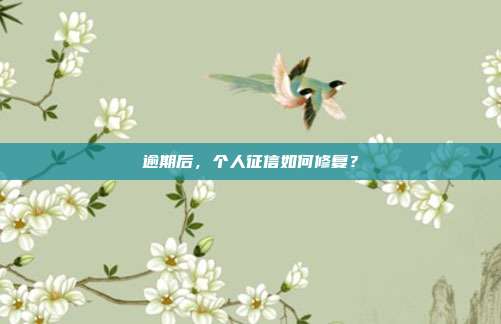逾期后,个人征信如何修复?
