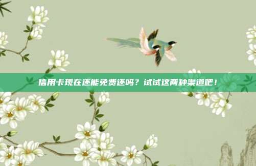 信用卡现在还能免费还吗？试试这两种渠道吧！