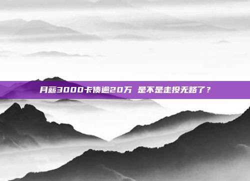 月薪3000卡债逾20万 是不是走投无路了?