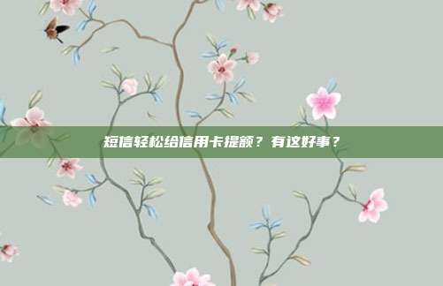 短信轻松给信用卡提额?有这好事?
