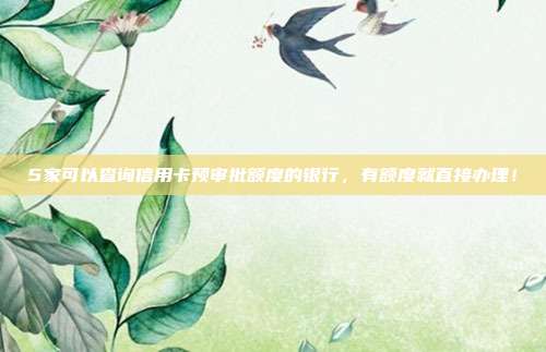 5家可以查询信用卡预审批额度的银行，有额度就直接办理！