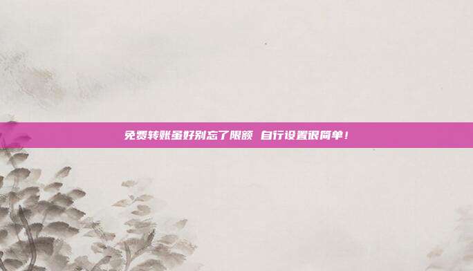 免费转账虽好别忘了限额 自行设置很简单！