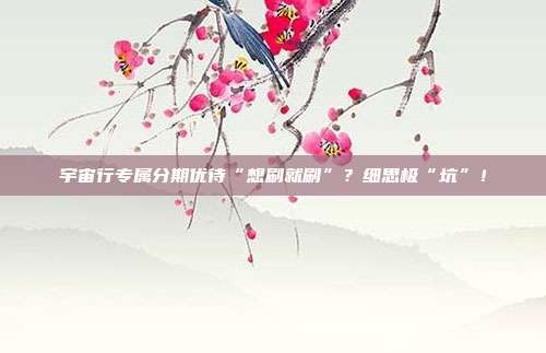 宇宙行专属分期优待“想刷就刷”?细思极“坑”!