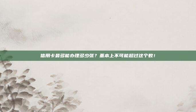 信用卡最多能办理多少张？基本上不可能超过这个数！