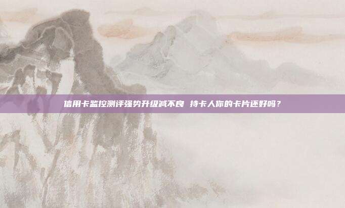信用卡监控测评强势升级减不良 持卡人你的卡片还好吗？