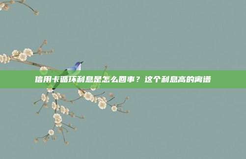 信用卡循环利息是怎么回事?这个利息高的离谱
