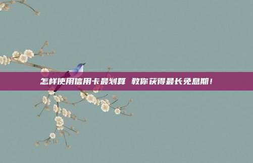 怎样使用信用卡最划算 教你获得最长免息期!