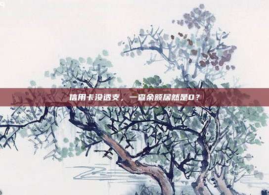 信用卡没透支,一查余额居然是0?