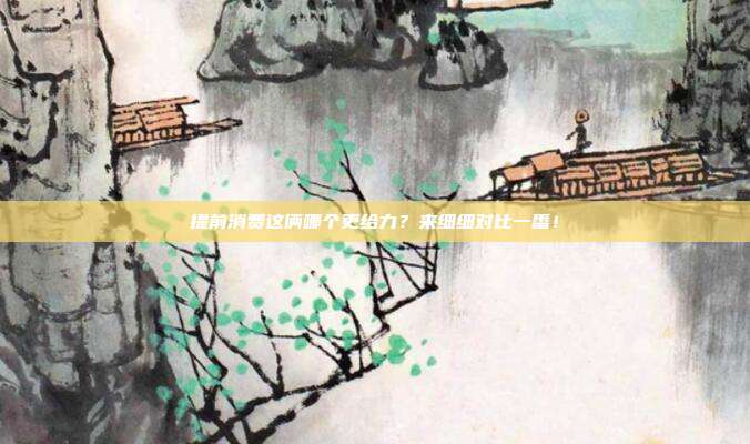 提前消费这俩哪个更给力?来细细对比一番!