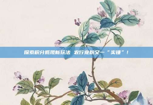 探索积分抵现新玩法 农行宠粉又一“实锤”!